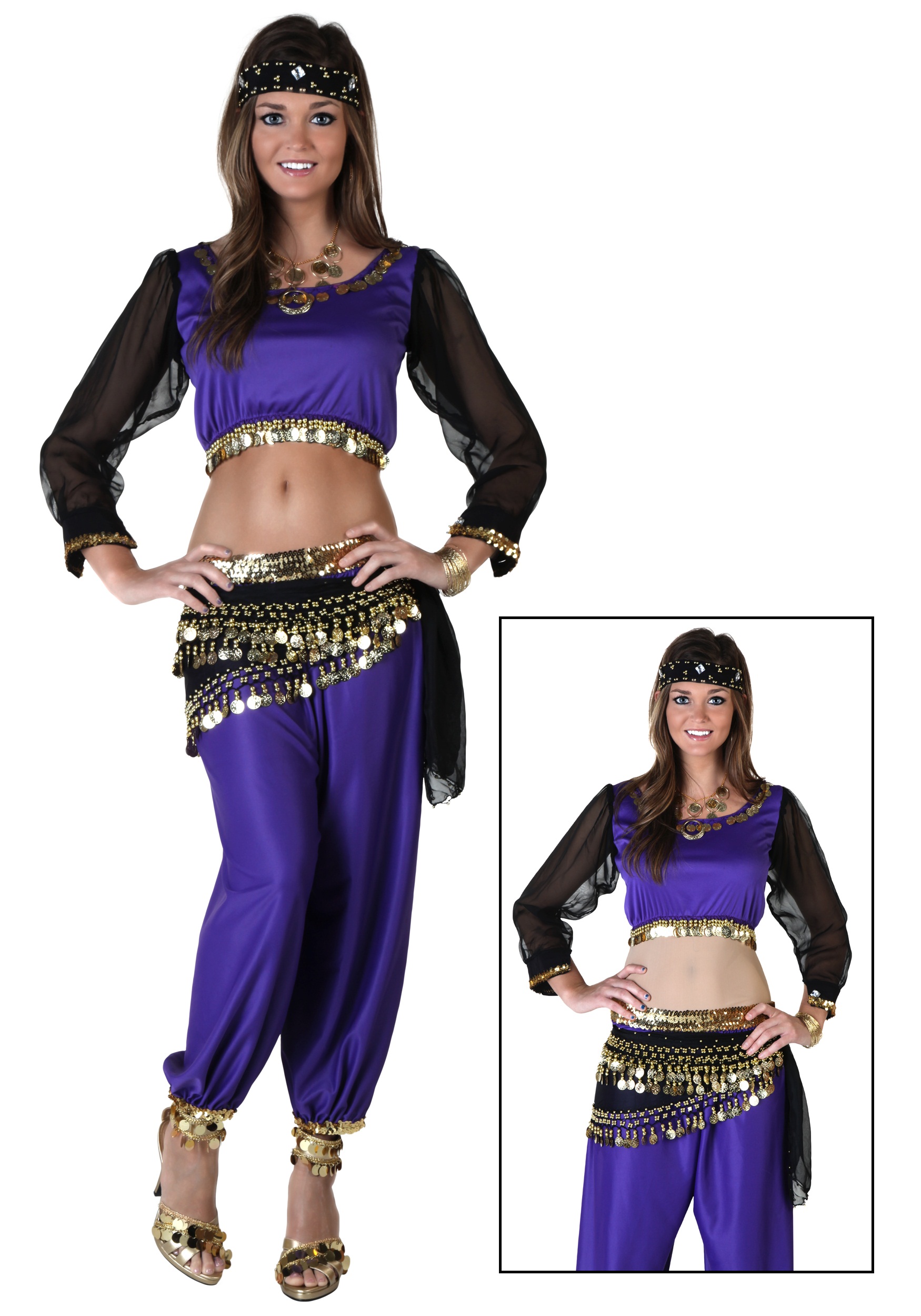 Black And Purple Belly Dancer Costume Genie Costumes 