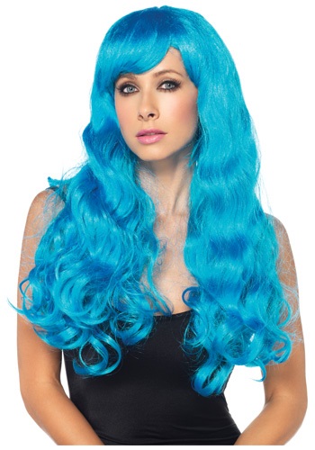 Neon Blue Straight Wig